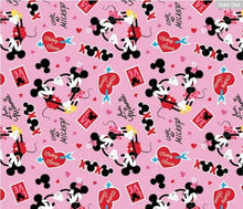 Charger l&#39;image dans la galerie, Mickey and Minnie Love 85271030 Pink Fabric - 1/2 Meter - Cotton Fabric
