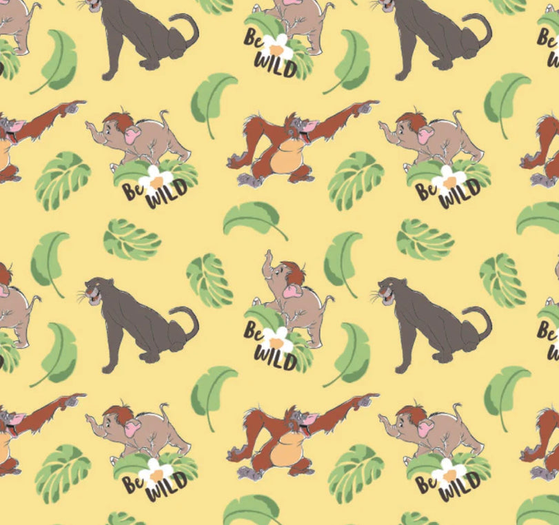 Disney Jungle Book Collection II - Be Wild - Yellow Fabric - 1/2 Meter - Cotton Fabric