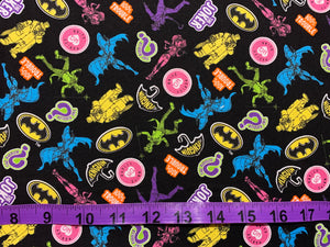 DC's Batman II Collection - Batman vs Villains - Black Fabric - 1/2 Meter - Cotton Fabric