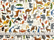 Charger l&#39;image dans la galerie, Wildlife by Makower UK - White Fabric - 1/2 Meter - Cotton Fabric
