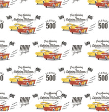 Load image into Gallery viewer, Cars Collection III by Disney-Pixar - Speed Challenge - White Fabric - 1/2 Meter - Cotton Fabric
