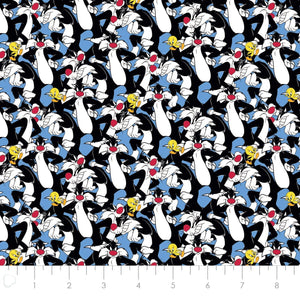 Looney Tunes II - Looney Tunes Sylvester & Tweety Fabric - 1/2 Meter - Cotton Fabric