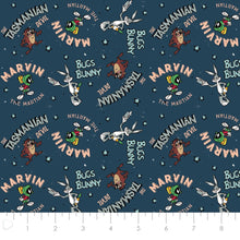 Load image into Gallery viewer, Looney Tunes II - Looney Tunes Retro Characters Navy Fabric - 1/2 Meter - Cotton Fabric
