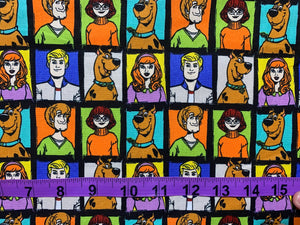 Scooby Doo Profile Blocks - Black Fabric - 1/2 Meter - Cotton Fabric