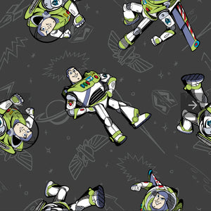 Disney/Pixar Toy Story Collection III Buzz Spotlight -Buzz Pose- Charcoal Fabric - 1/2 Meter - Cotton Fabric