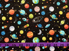 Charger l&#39;image dans la galerie, Outer Space by Makower UK - Black Fabric - 1/2 Meter - Cotton Fabric
