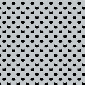 Having Fun Collection by CDS - Cat Polka Dots - Grey Fabric - 1/2 Meter - Cotton Fabric