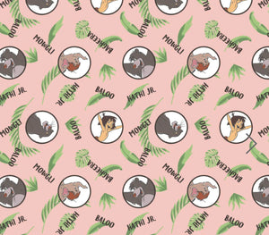 Disney Jungle Book Collection II -Character Coin Toss- Peach Fabric - 1/2 Meter - Cotton Fabric