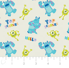 Charger l&#39;image dans la galerie, Disney Pixar Monsters Inc Collection -  Top Scarers - Cream Fabric - 1/2 Meter - Cotton Fabric
