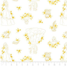 Charger l&#39;image dans la galerie, Beauty And The Beast -White Fabric - 1/2 Meter - Cotton Fabric
