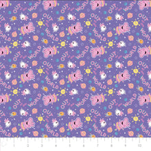 Load image into Gallery viewer, Peppa Pig - Peppa Friends in Space - Purple Fabric - 1/2 Meter - Cotton Fabric
