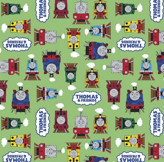 Thomas and Friends Green Fabric - 1/2 Meter - Cotton Fabric