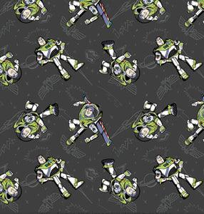 Disney/Pixar Toy Story Collection III Buzz Spotlight -Buzz Pose- Charcoal Fabric - 1/2 Meter - Cotton Fabric