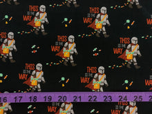 Charger l&#39;image dans la galerie, Mandalorian - Halloween This is the Way - Black Fabric - 1/2 Meter - Cotton Fabric
