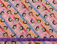 Charger l&#39;image dans la galerie, Betty Boop Collection III - Betty Girl Power Stripe - Pink Fabric - 1/2 Meter - Cotton Fabric
