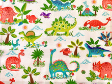 Charger l&#39;image dans la galerie, Dino Friends - Cream Fabric - 1/2 Meter - Cotton Fabric
