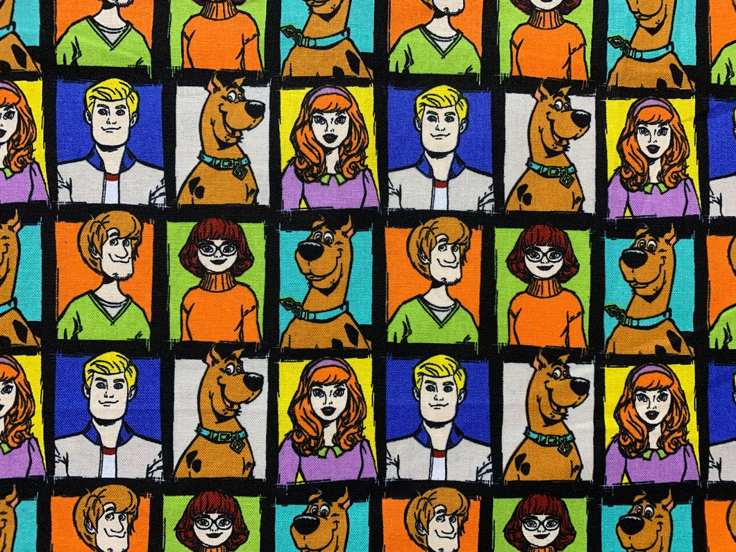 Scooby Doo Profile Blocks - Black Fabric - 1/2 Meter - Cotton Fabric