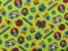 Charger l&#39;image dans la galerie, Scooby Doo logo - Green Fabric - 1/2 Meter - Cotton Fabric
