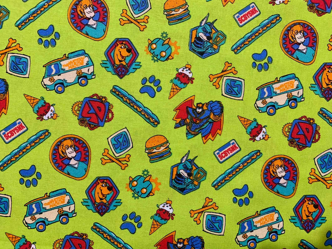 Scooby Doo logo - Green Fabric - 1/2 Meter - Cotton Fabric