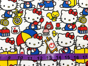 Hello Kitty at Play - White Fabric - 1/2 Meter - Cotton Fabric