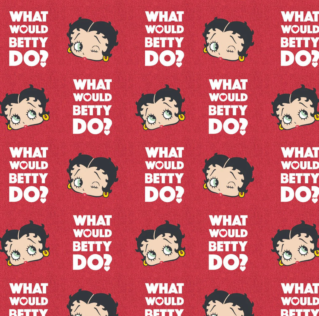 Betty Boop Collection III - What Would Betty Do - Red Fabric - 1/2 Meter - Cotton Fabric