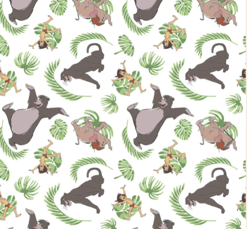 Disney Jungle Book Collection II - Jungle Pals - White Fabric - 1/2 Meter - Cotton Fabric