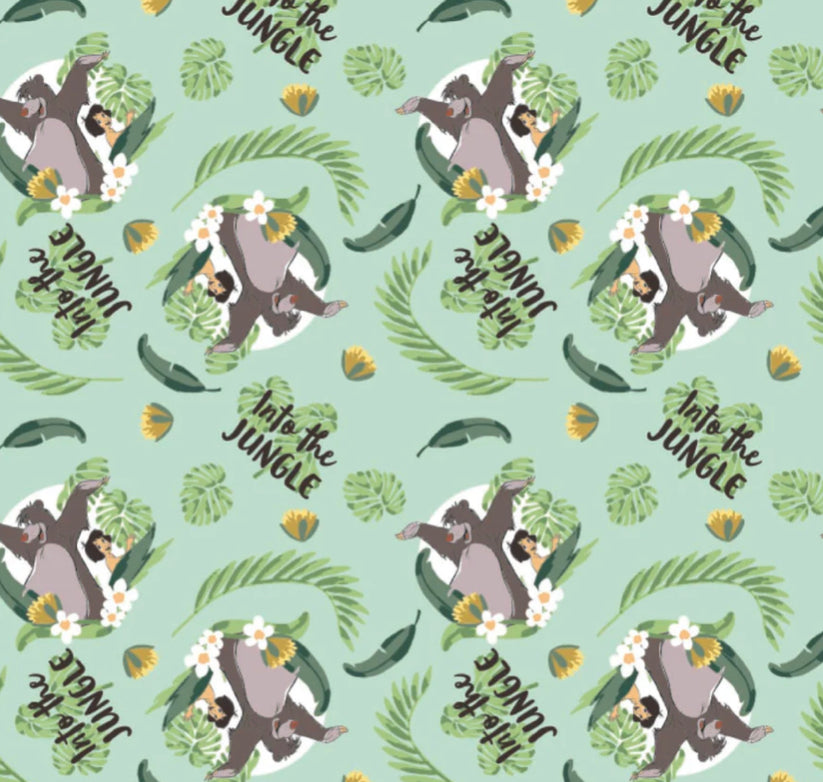 Disney Jungle Book Collection II - Into the Jungle - Green Fabric - 1/2 Meter - Cotton Fabric