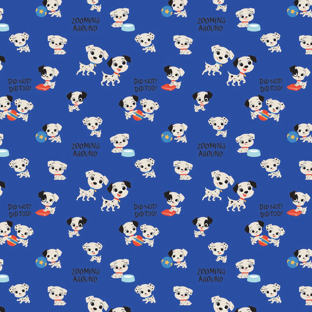 Disney - The Day of the Little World Collection - Zooming Around - Blue Fabric - 1/2 Meter - Cotton Fabric