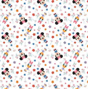 Disney - The Day of the Little World Collection - Minnie & Daisy - White Fabric - 1/2 Meter - Cotton Fabric