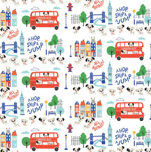 Disney - The Day of the Little World Collection - Around Town - White Fabric - 1/2 Meter - Cotton Fabric