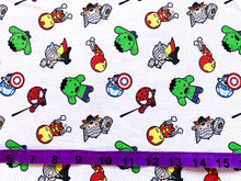 Charger l&#39;image dans la galerie, Marvel Kawaii Action white Fabric - 1/2 Meter - Knit Fabric
