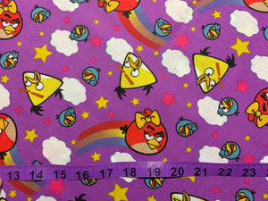 Angry birds - Purple Fabric - 1/2 Meter - Cotton Fabric