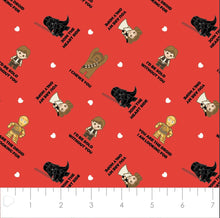 Charger l&#39;image dans la galerie, Character Valentine&#39;s Day - Star Wars Character Valentine Greeting - Red Fabric - 1/2 Meter - Cotton Fabric
