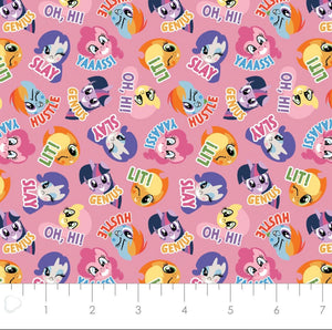 My Little Pony II - Pony Toss - Pink Fabric - 1/2 Meter - Cotton Fabric