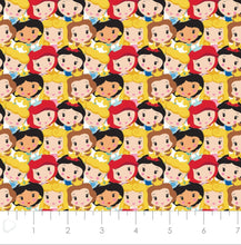 Load image into Gallery viewer, Disney Princess Kawaii - Cute Princess Party - Multi Fabric - 1/2 Meter - Cotton Fabric
