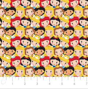 Disney Princess Kawaii - Cute Princess Party - Multi Fabric - 1/2 Meter - Cotton Fabric