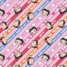 Charger l&#39;image dans la galerie, Betty Boop Collection III - Betty Girl Power Stripe - Pink Fabric - 1/2 Meter - Cotton Fabric
