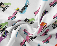 Charger l&#39;image dans la galerie, Powerpuff Girls- Girl Names - White Fabric - 1/2 Meter - Cotton Fabric
