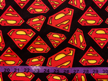 Charger l&#39;image dans la galerie, Superman Black Logo Flannel Fabric - 1/2 Meter
