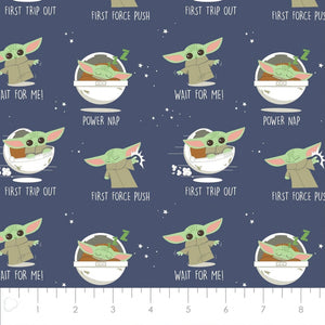 Character Nursery - Child of the Galaxy - Navy Fabric - 1/2 Meter - Cotton Fabric