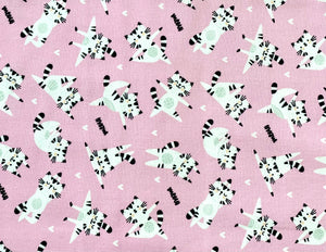 Having Fun Collection by CDS - Having Fun Collection by CDS - Mew Around - Light Pink/Purple Fabric - 1/2 Meter - Cotton Fabric