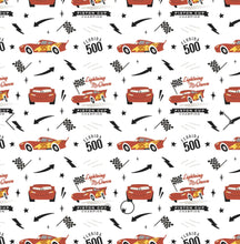 Charger l&#39;image dans la galerie, Cars Collection III by Disney-Pixar - McQueen Champ - White Fabric - 1/2 Meter - Cotton Fabric
