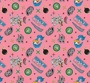 Looney Tunes III - Beep Beep Toss- Pink Fabric - 1/2 Meter - Cotton Fabric