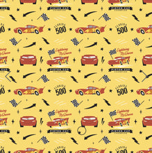 Charger l&#39;image dans la galerie, Cars Collection III by Disney-Pixar - McQueen Champ - Yellow Fabric - 1/2 Meter - Cotton Fabric
