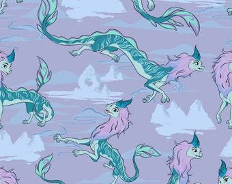 Disney Raya and the Last Dragon - Sisu the Dragon - Lavender Fabric - 1/2 Meter - Cotton Fabric