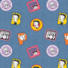 Charger l&#39;image dans la galerie, Betty Boop Collection III - Boop Denim Patches- Denim Fabric - 1/2 Meter - Cotton Fabric
