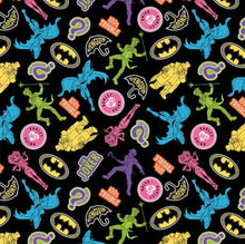 Charger l&#39;image dans la galerie, DC&#39;s Batman II Collection - Batman vs Villains - Black Fabric - 1/2 Meter - Cotton Fabric
