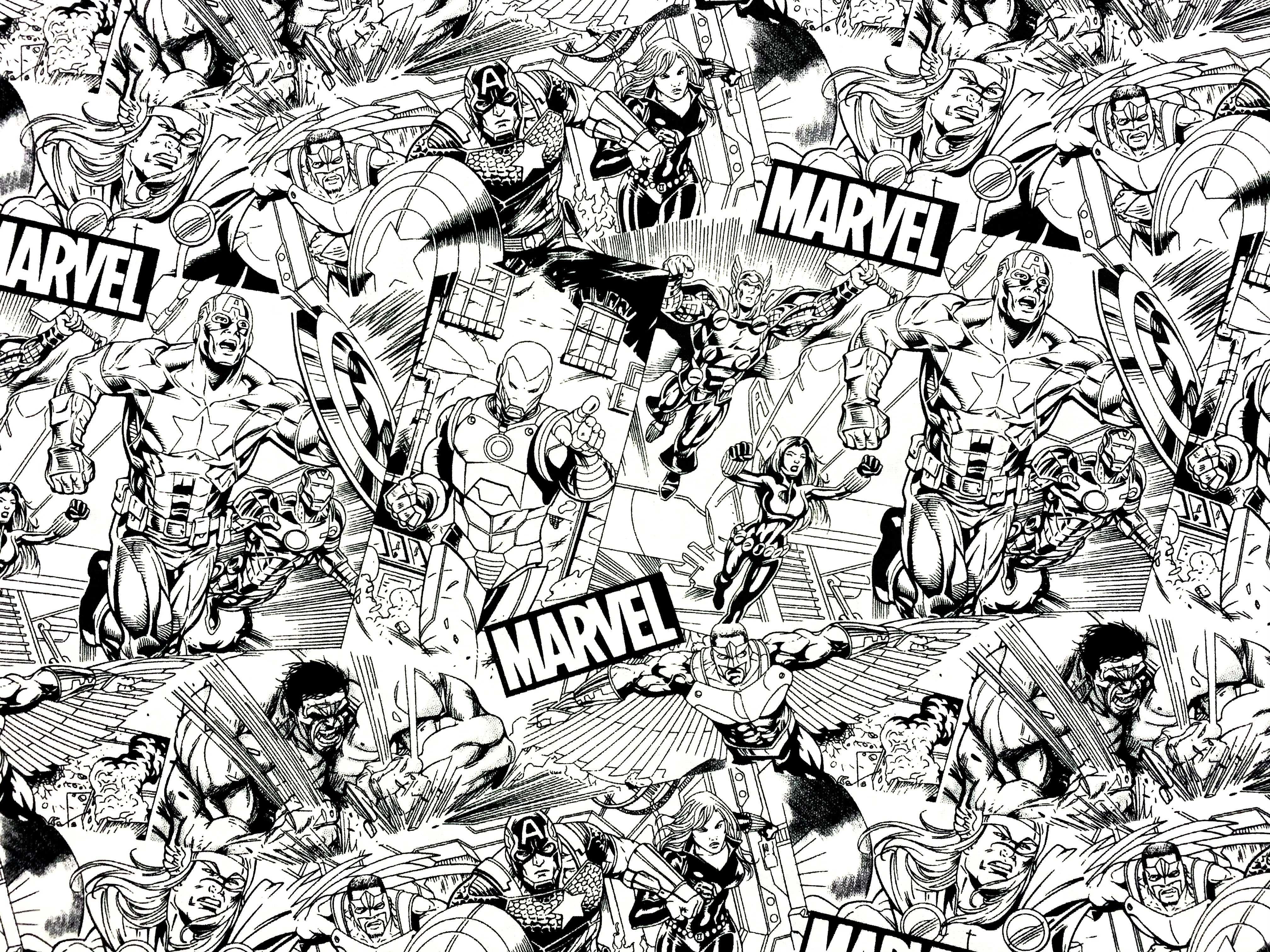 Marvel Avengers Sketch CP73228 Fabric - 1/2 Meter - Cotton Fabric