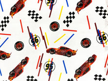 Charger l&#39;image dans la galerie, Cars - McQueen Tires White Fabric - 1/2 Meter - Cotton Fabric
