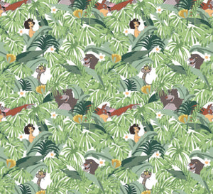 Disney Jungle Book Collection II - Hide and Seek - White Fabric - 1/2 Meter - Cotton Fabric